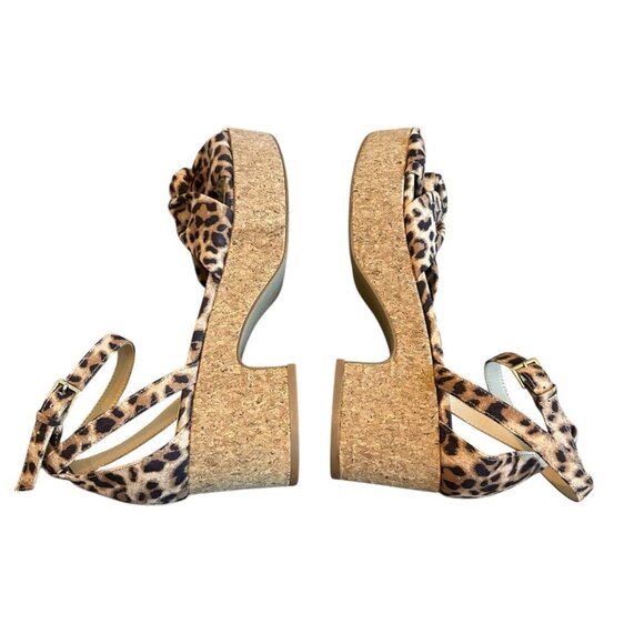 Violet & Red Sharla Leopard Print Platform Heels Sandals Cork Ankle Strap 9.5 - Picture 12 of 12